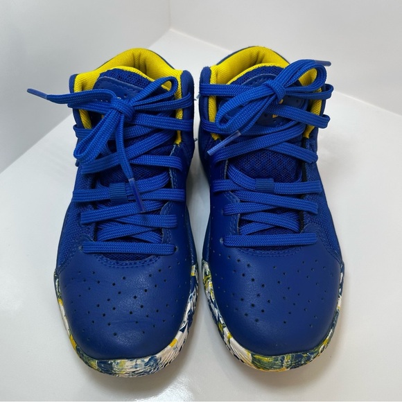 Kids Under Armour Blue and Yellow Boys Sneakers with Ankle Support, ExcellentCon - Picture 5 of 7